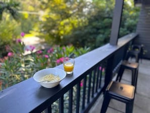 Enjoy breakfast on the balcony