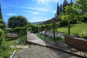 Garden: Relax and unwind in multiple terraces, beautifully landscaped gardens, and seating areas that offer breathtaking panoramic views of the Chianti hills.
