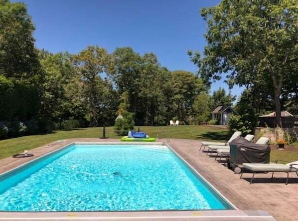 View of the heated in ground pool - 92 Hoyt Road Harwich Port Cape Cod - Apricari - NEVR