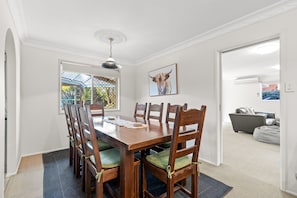 Dining room with space for eight.