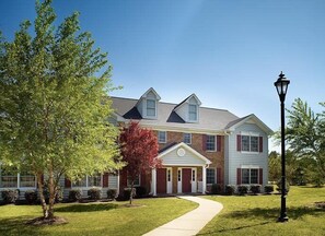 Separate entrances for each side of the villas.