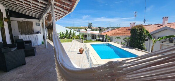 Swimming pool and bar area