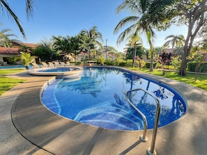 Jade Beach C has two community pools that span the length of the property.