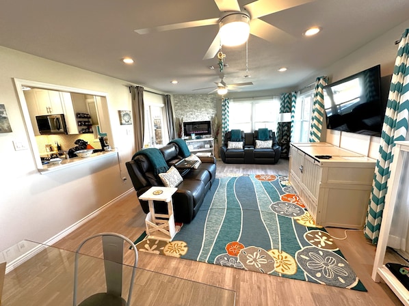 Dining/Living Room with cabinet murphy bed (under TV)