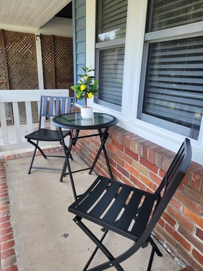 Seating under the covered front porch