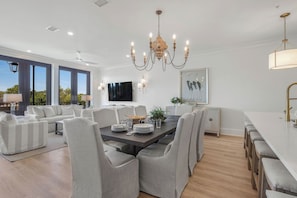 Large Open Space with Living, Dining, and Kitchen
