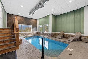 Enjoy a refreshing swim in our perfectly acclimated pool room. The water is ideal for the entire family to take a dip. Whether you want to take a refreshing dip or bask by the poolside, memories are waiting to be made.