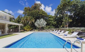 Stunning pool deck with inviting pool