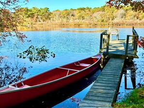 Our house offers stunning water view and a private dock w/ direct access to pond