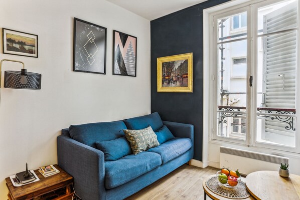 The open-plan living and dining area