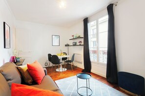 The open-plan living and dining area