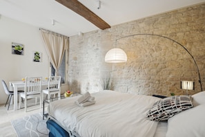 The open-plan living, kitchen and dining area