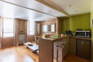 The open-plan living, kitchen and dining area