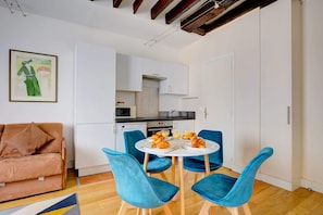 The open-plan living, kitchen and dining area