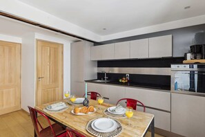 The open-plan living, kitchen and dining area