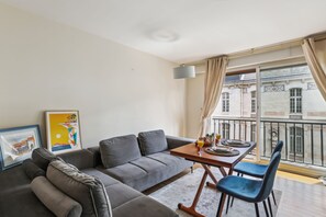 The open-plan living and dining area
