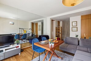 The open-plan living and dining area