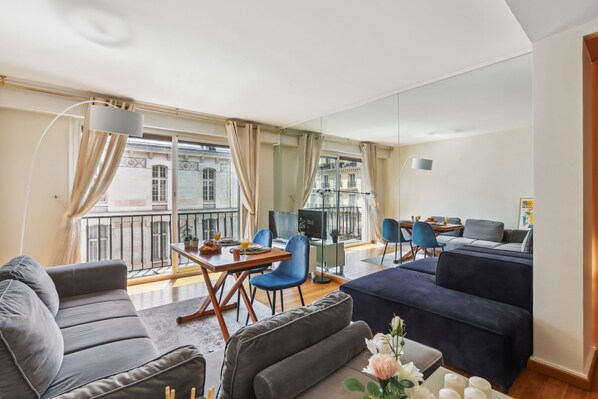 The open-plan living and dining area