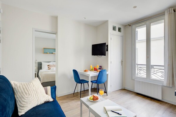 The open-plan living, kitchen and dining area