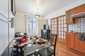 The open-plan living, kitchen and dining area