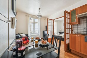 The open-plan living, kitchen and dining area