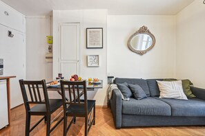 The open-plan living and dining area