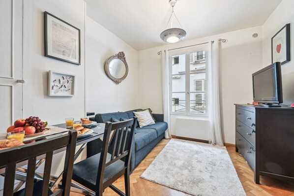 The open-plan living and dining area