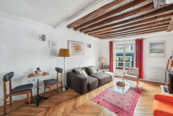 The open-plan living and dining area