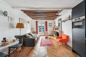 The open-plan living, kitchen and dining area