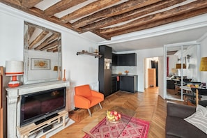 The open-plan living, kitchen and dining area