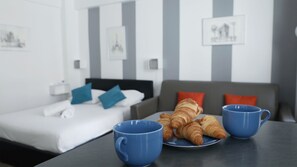 The open-plan living, kitchen and dining area