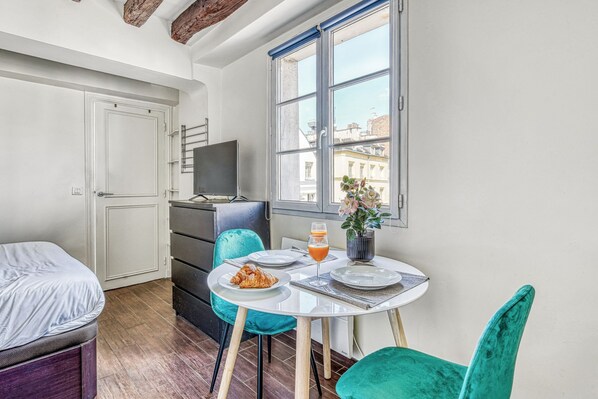 The open-plan living and dining area