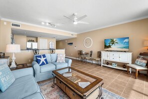 Living Room With Gorgeous Views & Queen Sleeper Sofa