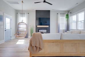 Living Room area with 65 inch TV