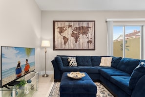 Relax with a movie night in plenty of comfy, plush seating.