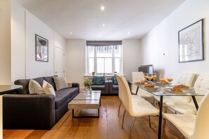 The open-plan living and dining area