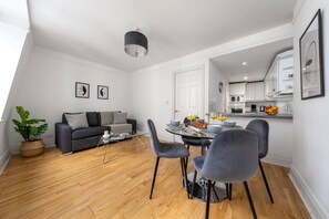 The open-plan living, kitchen and dining area
