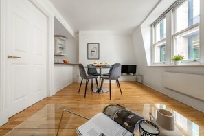 The open-plan living and dining area