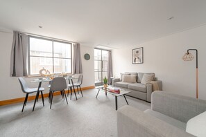 The open-plan living and dining area