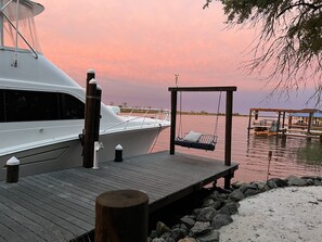 Enjoy outdoor seating, or meals on the dock.