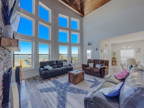 Family room with captivating view of the bay