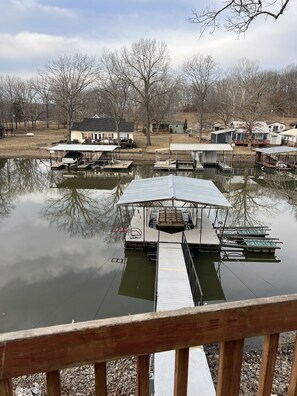 Great view of the peaceful cove from the upstairs patio.