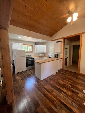 Remodeled open kitchen with great lake views!