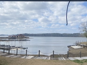 View from back porch; note proximity to lake