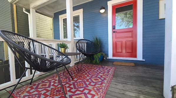 Here's your entry! Private back deck for relaxing with a coffee or glass of wine