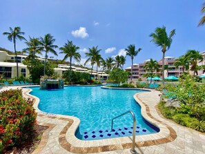 The Elysian Pool and Hot Tub - plenty of room to relax, right on the beach!