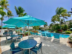 The Elysian Pool and Hot Tub - plenty of room to relax, right on the beach!