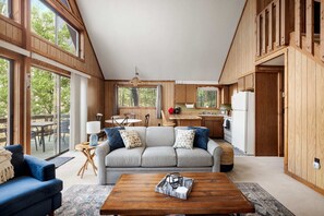 Our cabin living room is the heart of cozy gatherings