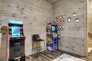 Finally, we made it to the game room. Just steps from the pool and downstairs theatre.