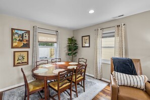 Enjoy this vintage dining space, a stylish and comfortable space